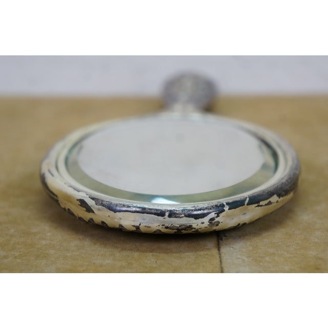 Dominick & Haff Antique Dominick & Haff Repousse Sterling Silver Beveled Hand Vanity Mirror 11" For Sale - Image 4 of 13