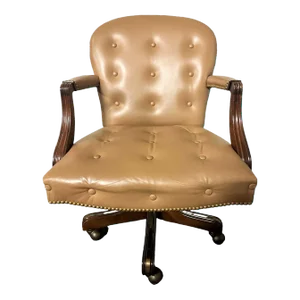 Vintage Leather Executive Swivel Chair by Leathercraft - Early 21st Century