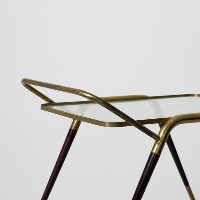 Brass and Glass Bar Trolley, in Very Good conditions. Designed 1950 to 1959