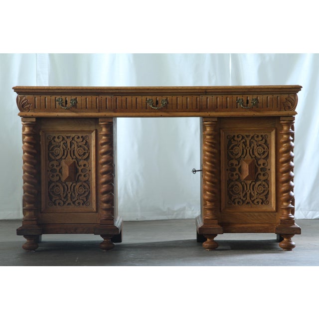 Mid-Century Danish Hand-Crafted Sculptural Oak Desk, 1960s For Sale - Image 6 of 18