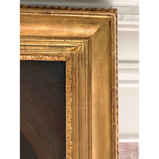 Late 18th Century Large Classical Allegorical Artist Cherub Oil Painting in Giltwood Frame For Sale - Image 5 of 11