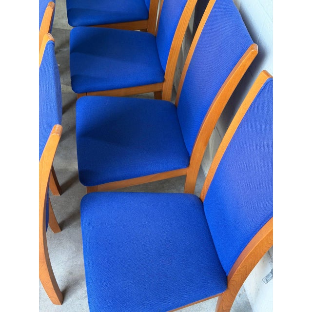 Mid-Century Modern Mid 20th Century Set of 8 Danish Modern Skovby Teak Dining Chairs in Blue Upholstery For Sale - Image 3 of 10