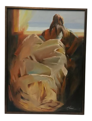 Figurative Oil Painting on Canvas “Looking Outward” by Artist McLachlan