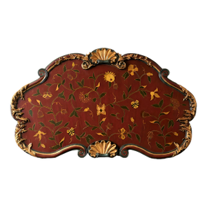 Large Vintage Italian Florentine Style Hand-Painted Wall Panel With Gilt Carved Frame