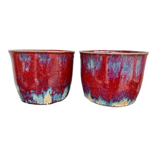 Vintage Sang De Boeuf Pottery Jardinieres- a Pair For Sale