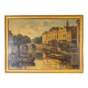Landscape With A French River Port From The 19th Century