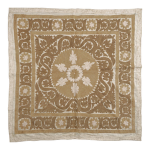 Vintage Neutral Tan Suzani From Tashkent 4'3'' X 4'6''