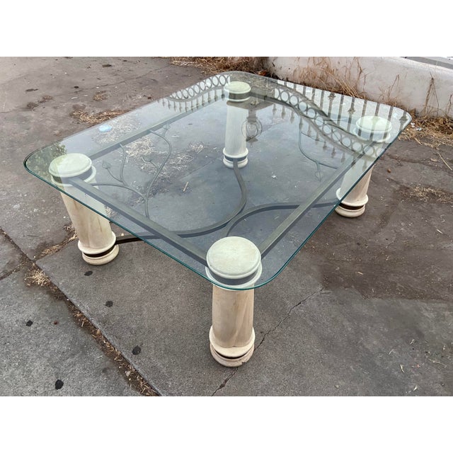 Vintage MCM Modern Glass Steel and Stained Wood Cocktail Coffee Table For Sale - Image 14 of 18