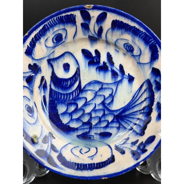 Middle Eastern Style Blue and White Pottery Plate, 1700s For Sale - Image 6 of 11