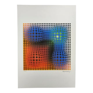 1970s After Victor Vasarely Limited Numbered Edition Lithograph. For Sale