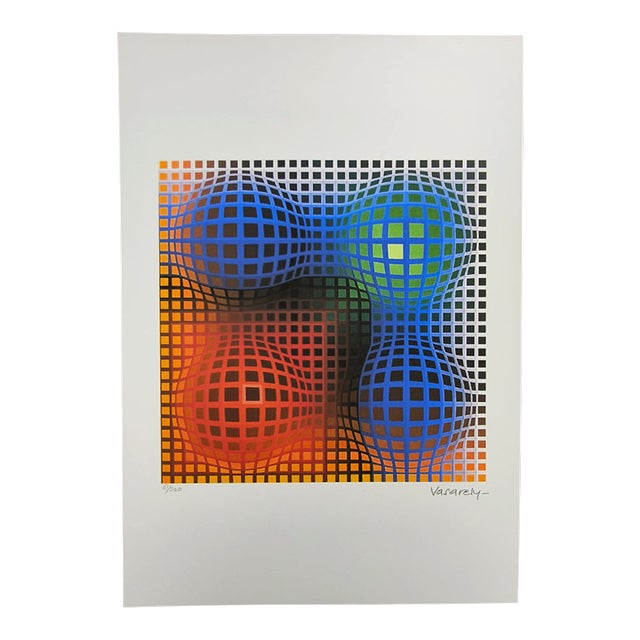 1970s After Victor Vasarely Limited Numbered Edition Lithograph. For Sale