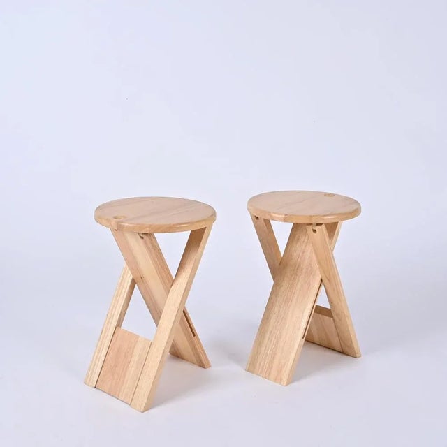 Roger Tallon Set of Mid-Century French TS Folding Stools by Roger Tallon for Sentou, 1970s For Sale - Image 4 of 13