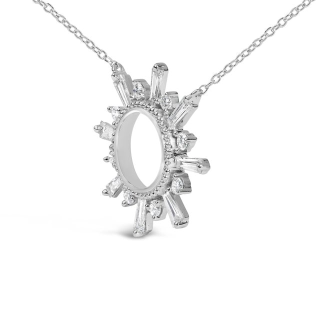 Haus of Brilliance Sterling Silver 5/8 Cttw Diamond Starburst Medallion Pendant Necklace For Sale - Image 4 of 4
