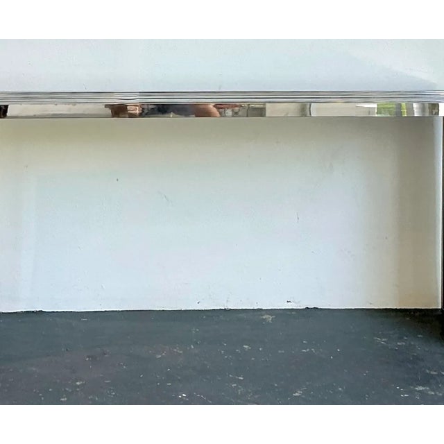 Ralph Lauren Home Vintage Chrome Slat Console Table After Ralph Lauren For Sale - Image 4 of 12