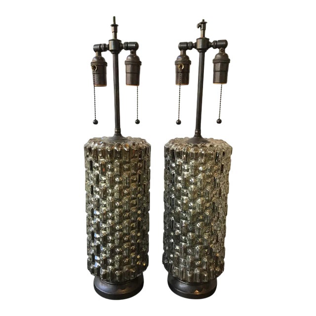 1970s Textured Mercury Glass Lamps - A Pair For Sale