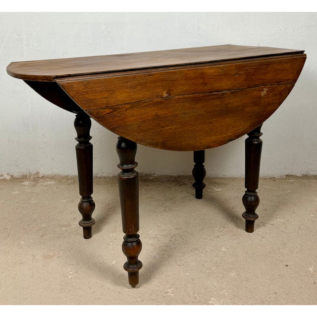 Spanish Wood Drop-Leaf Dining Table with Turned Legs, 1920 For Sale - Image 12 of 15