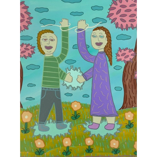 Paint Original Acrylic Folk Art Painting From Renowned Key West Artist 'Reaching for the Sky' For Sale - Image 7 of 9