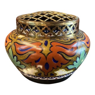 1920s Large Gouda Signed Special Artist Pic Fleur For Sale