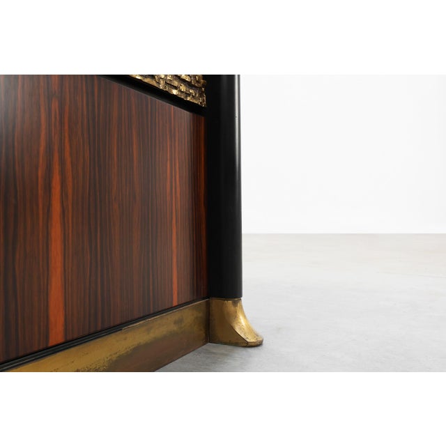 Brutalist Sculptural Wood and Brass Credenza, Italy, 1970s For Sale - Image 12 of 18