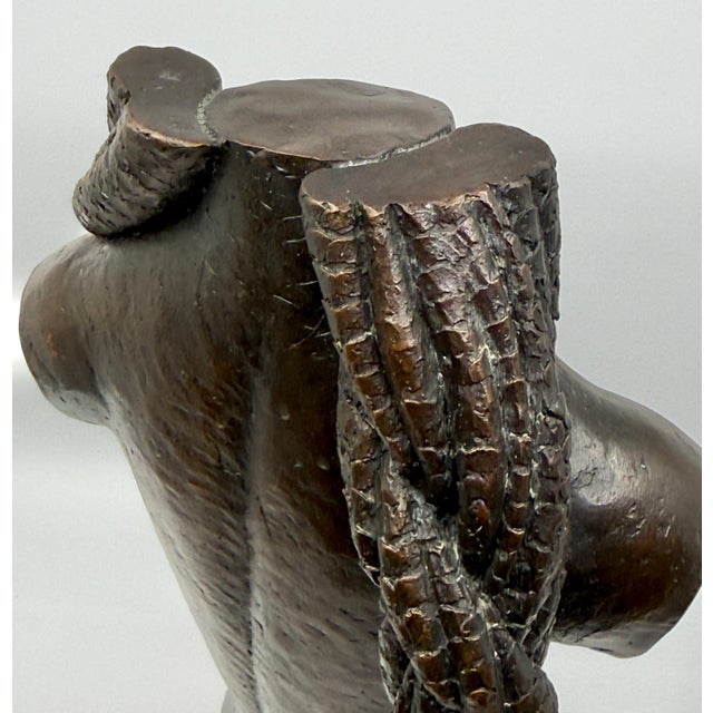 1990s Bronze Sculpture Nude Woman with Cornrows Monogrammed Dated 93 For Sale - Image 5 of 17