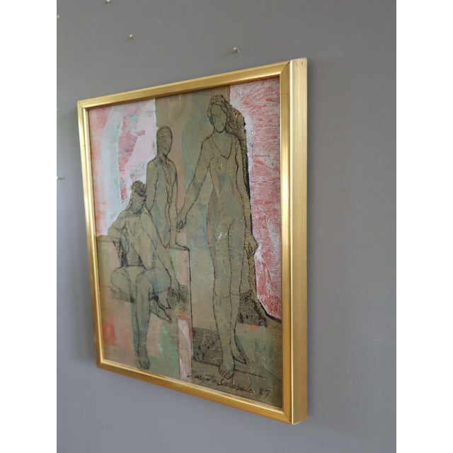 1980s 1987 'Dream Reflex' Vintage Semi-Abstract Figurative Oil Painting Finnish Artist Marjatta Sarasalo (1930-2006), Framed For Sale - Image 5 of 11