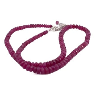 Ruby Beads on Silver For Sale