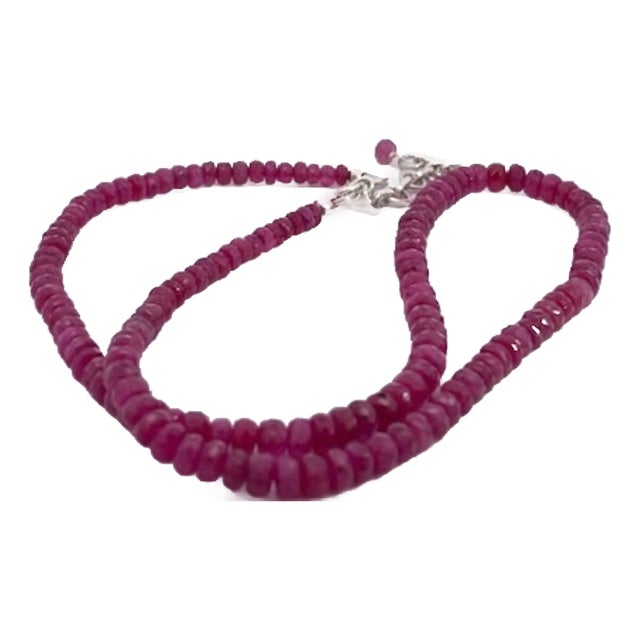 Ruby Beads on Silver For Sale