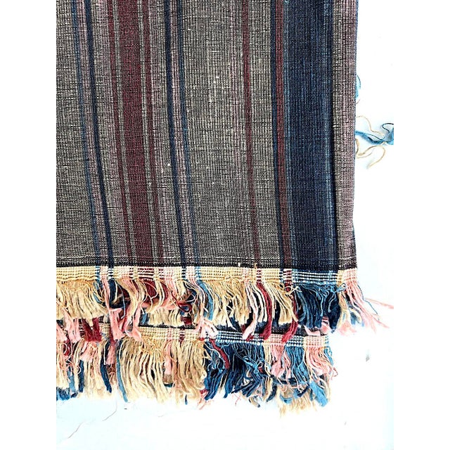 4 Ply Thai Silk Fabric in Steel Gray With Plum, Amethyst and Navy Blue Stripe, 2.67 Yards For Sale In Miami - Image 6 of 8