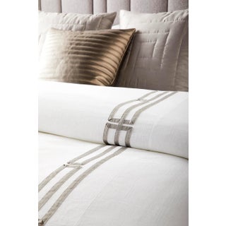 Remy Twin Linen Duvet Cover, Optic White & Sterling For Sale
