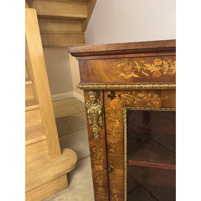 Antique Victorian Walnut Marquetry Inlaid Pier Cabinet, 1860 For Sale - Image 9 of 13