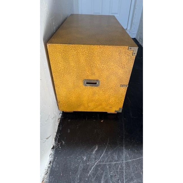 1970s 1970s Henredon Campaign-Style Chest of Drawers — Faux Shagreen Finish, Brass Hardware For Sale - Image 5 of 15