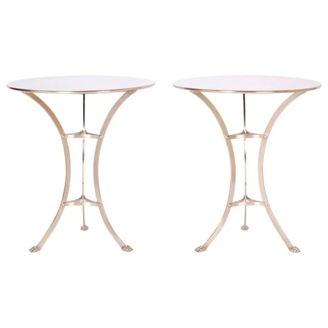 Brass Midcentury Round Brass Tables - A Pair For Sale - Image 8 of 8