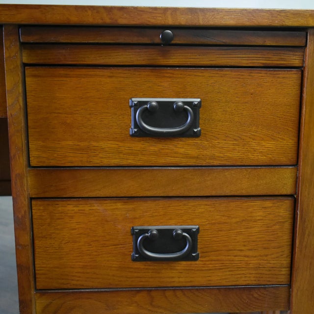 Wood Crafters and Weavers Mission Quarter Sawn Oak 5 Drawer Desk - Michael's Cherry For Sale - Image 7 of 9