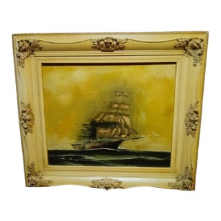 1960s Renato Longanesi Original Nautical Sign Painting (Custom Frame) For Sale