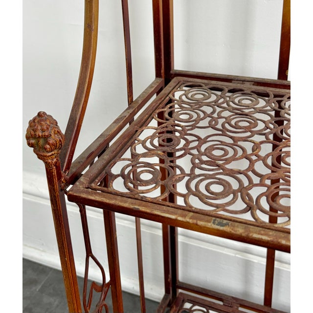 Vintage French Country Folding Baker's Rack For Sale - Image 9 of 11