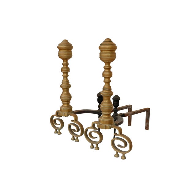 American Antique American Empire Andirons - a Pair For Sale - Image 3 of 12