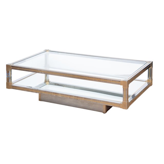 Mid 20th Century Large Italian Modern Rectangula Cocktail or Coffee Low Table of Chrome and Brass For Sale - Image 5 of 15
