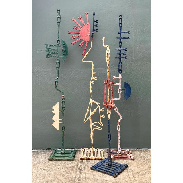 Showcasing raw mechanical assemblage and vertical sculptural drama, this vintage industrial floor sculpture is crafted...
