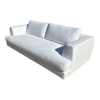 Rh Monza Bench-Cushion Sofa – 8’ Luxe Depth in White Performance Linen Weave (Made in Italy) For Sale
