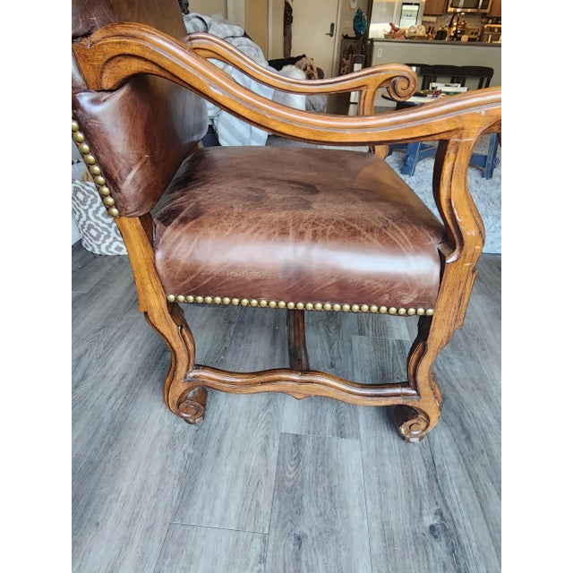 Mid 19th Century Ralph Lauren Leather and Mahogany Upholstered Armchair For Sale In Denver - Image 6 of 12