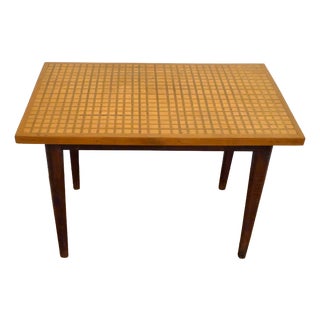 Mid-Century Wood Coffee Table with Graphic Marquetry and Grid Pattern, 1950s For Sale