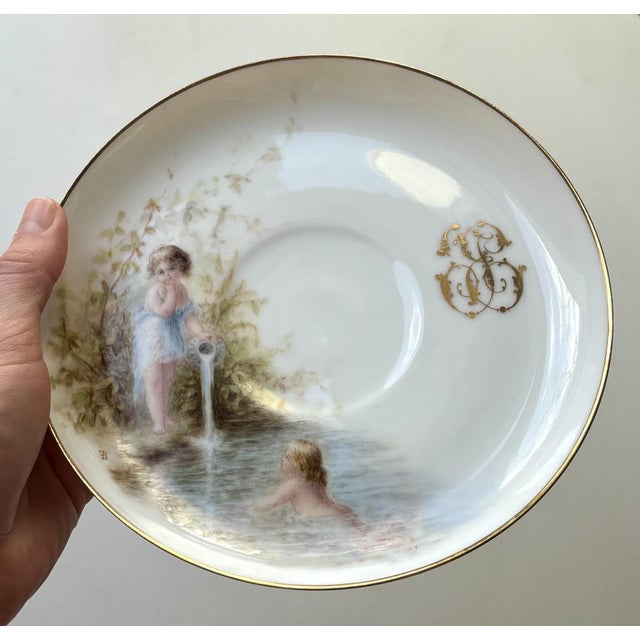 Art Nouveau Hand Painted Plate in Porcelain For Sale - Image 11 of 12