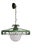 Stylish vintage wrought iron and glass hanging fixture having a wrought iron frame which surrounds the glass ball center...