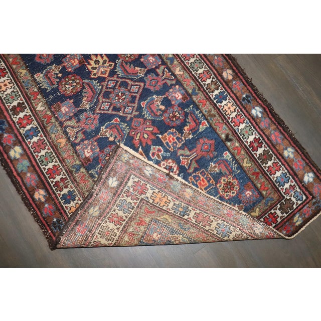 Persian Early 20th Century Navy Worn Persian Runner - 3'1" x 10' For Sale - Image 3 of 8