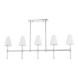 Mitzi Janelle 5-Light Island Linear Chandelier, Polished Nickel For Sale