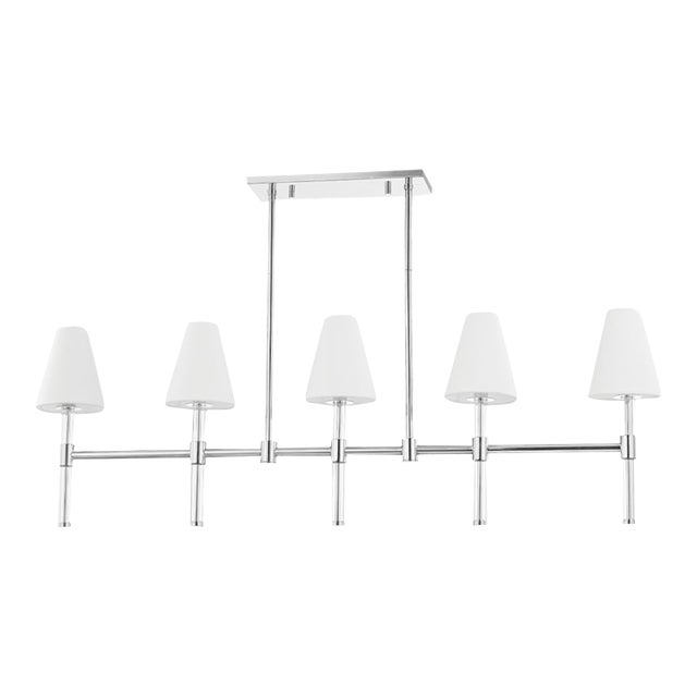 Mitzi Janelle 5-Light Island Linear Chandelier, Polished Nickel For Sale