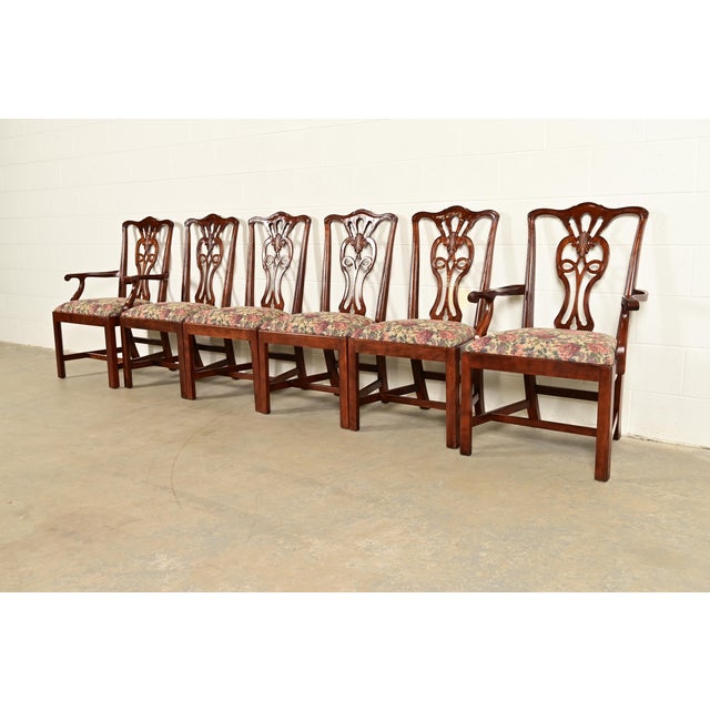 Henredon Henredon Georgian Carved Mahogany Dining Chairs, Set of Six For Sale - Image 4 of 16