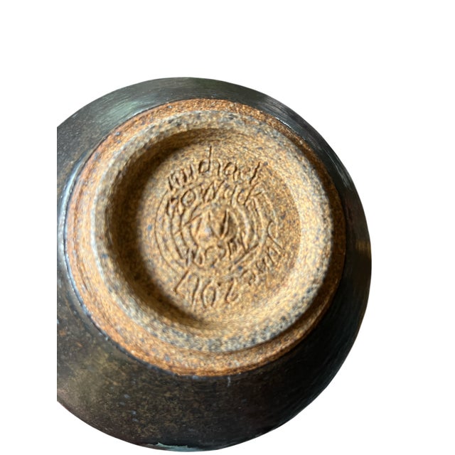 Ceramic Hand-Thrown Brutalist Earthenware Vase With Dual Handles, Signed & Dated 2013 For Sale - Image 7 of 9