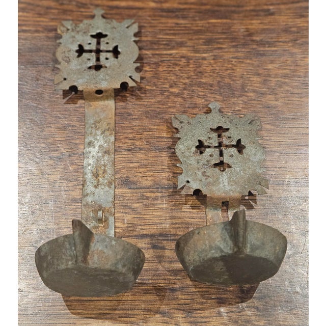 Primitive Double Cruise or Betty Oil Lamp For Sale - Image 11 of 12
