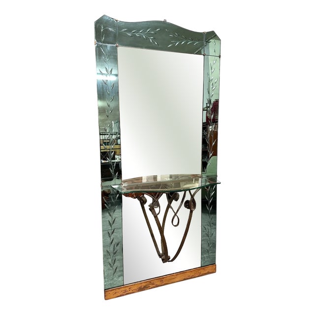 Venetian Style Mirror with Console from Crystal Art, 1950s For Sale